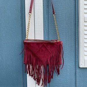 Steve Madden Burgundy B Porter Fringe Crossbody
